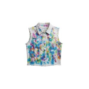 The Style Between Us Denim Vest Womens M Multi NWT Tie Dye Frayed Hem T13VJ
